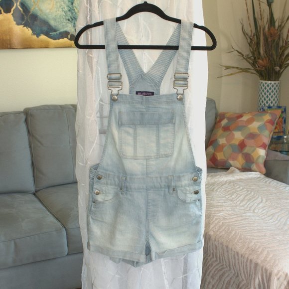Blue Spice Denim - Blue Spice | Striped Overall Shorts | Denim Overalls